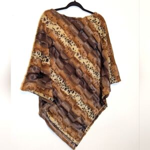 Brown Faux Fur Asymmetric Poncho